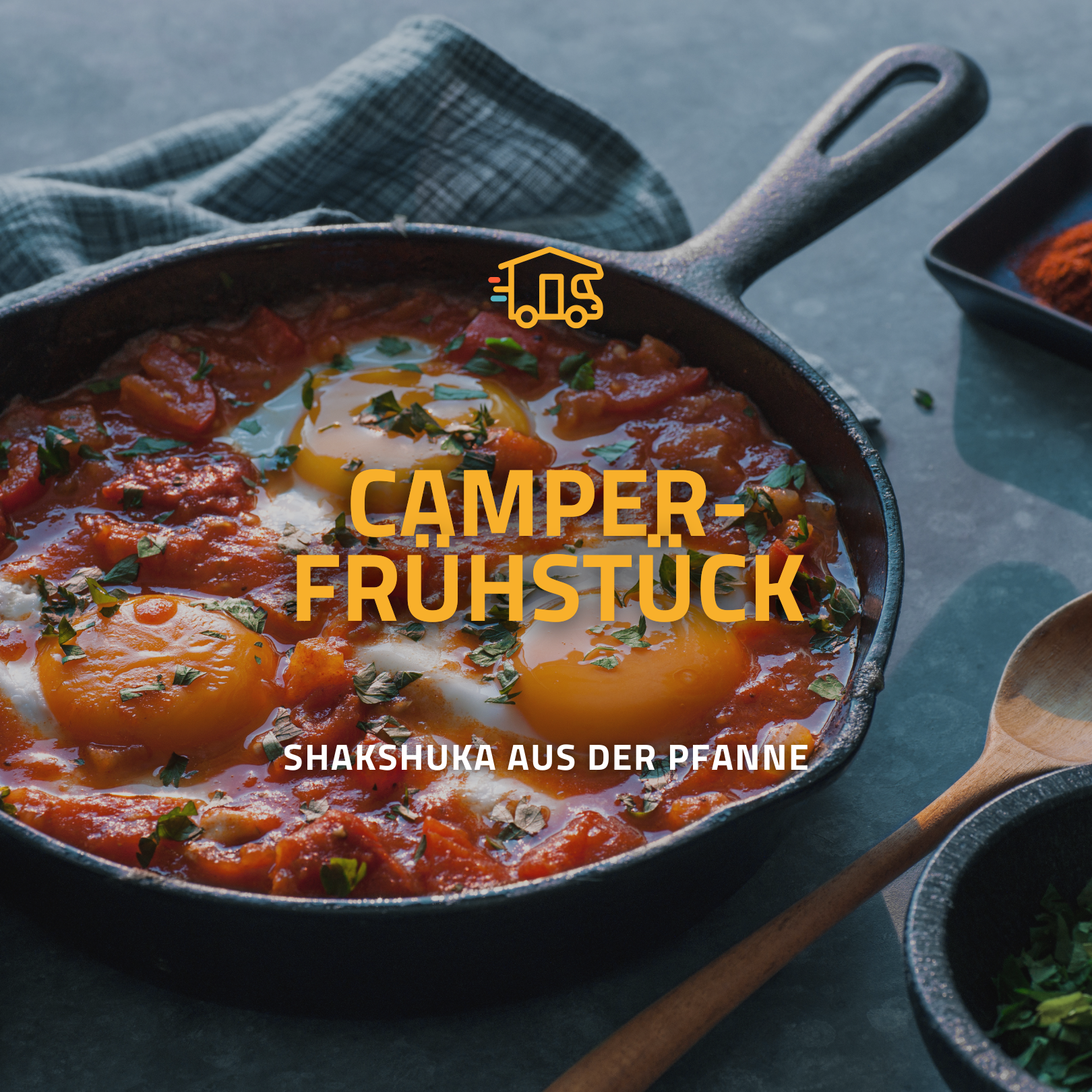 Camper Frühstück Shakshuka aus der Pfanne